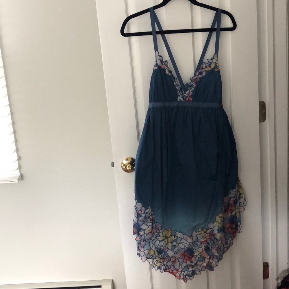 Catherine Malandrino Teal Blue Floral High-Low Dress